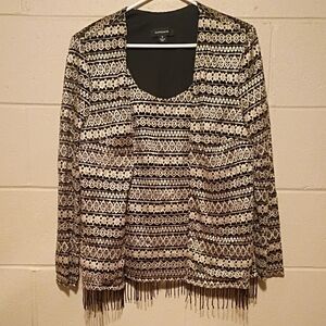 🦄R & M Richards Black and Gold Women's Blazer Size 18